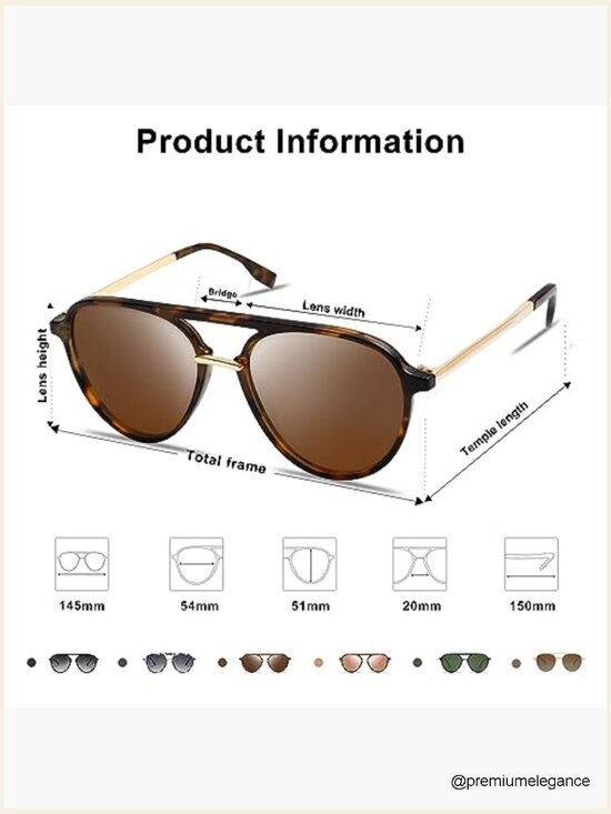 Retro Aviator Polarized Sunglasses Double Bridge UV400 Protection main image 7
